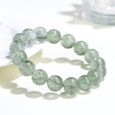 Natural Fine Hair Green Crystal Round Bead Bracelet - Balance & Healing